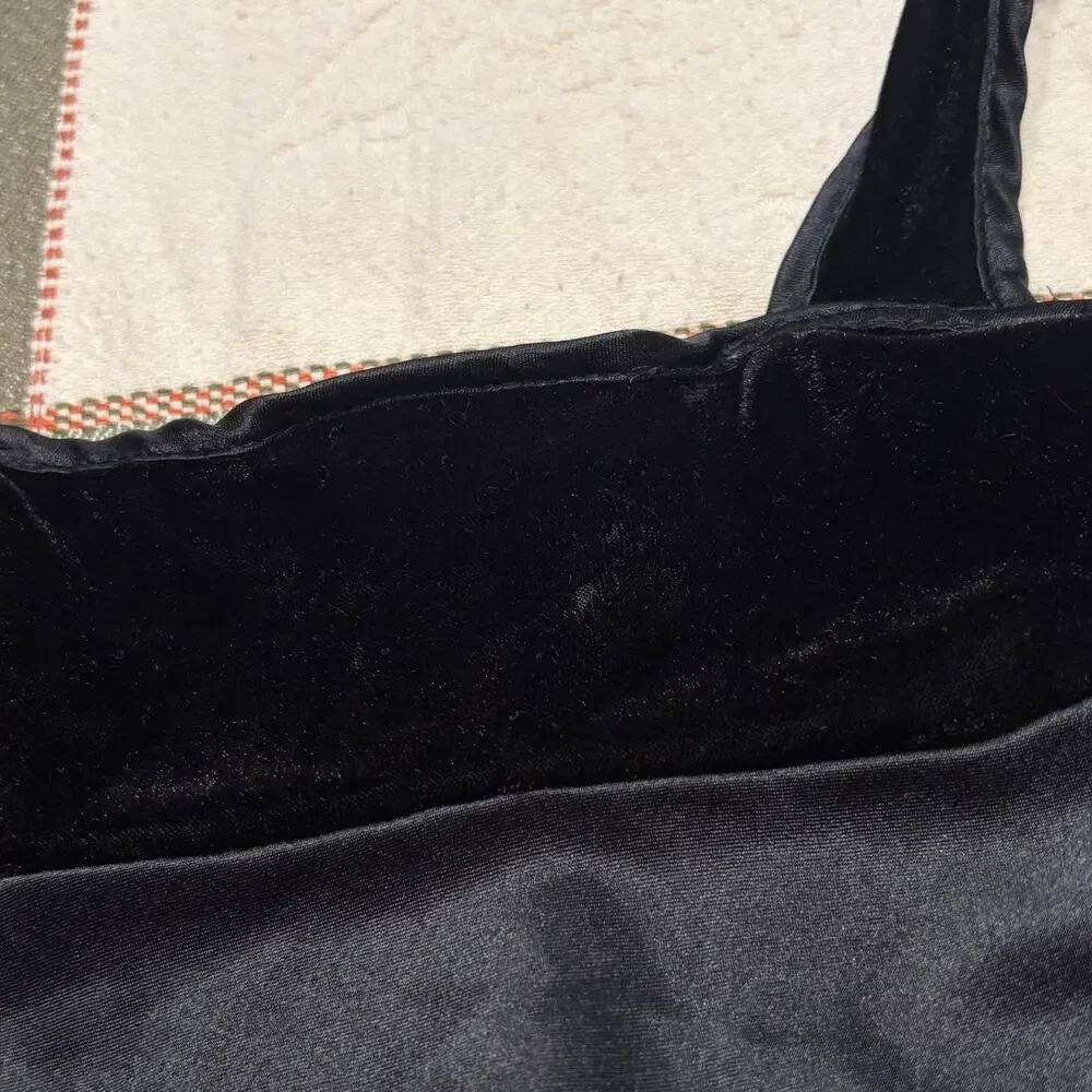 Expressions California Dynasty Black Velvet Satin Babydoll Top